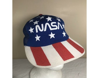 Vintage NASA USA Flagge Stars And Stripe Snapback Trucker Hut Netzmütze neu mit Etikett