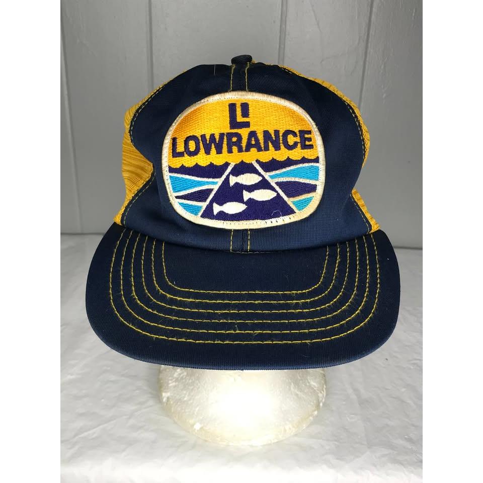 Vintage 80s Lowrance Fishing Trucker Mesh Snapback Hat Cap Made