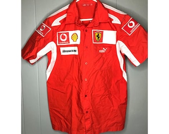 Puma Ferrari Scuderia Pate Männer Kleine Orange Kurzarm Button Up Formel 1