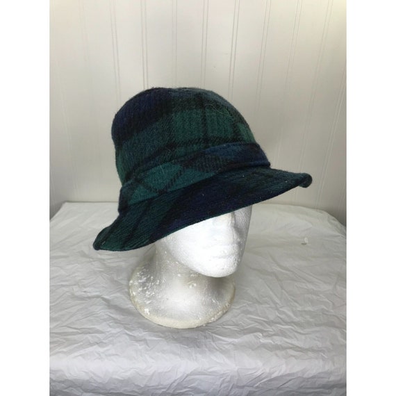 VTG Pendleton Wool Hat Mens Sz M Green Blue Bucke… - image 1