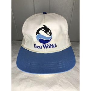 Vintage Sea World Logo Embroidered Rope Snapback Orca Whale Hat Cap