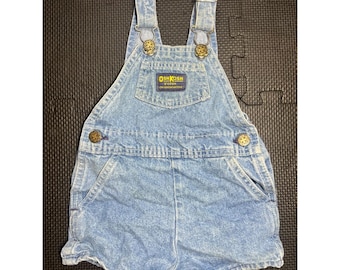 Mono corto vintage OshKosh B'gosh para bebé de 18 meses, azul vaquero, Vestbak Union Made de los años 80.