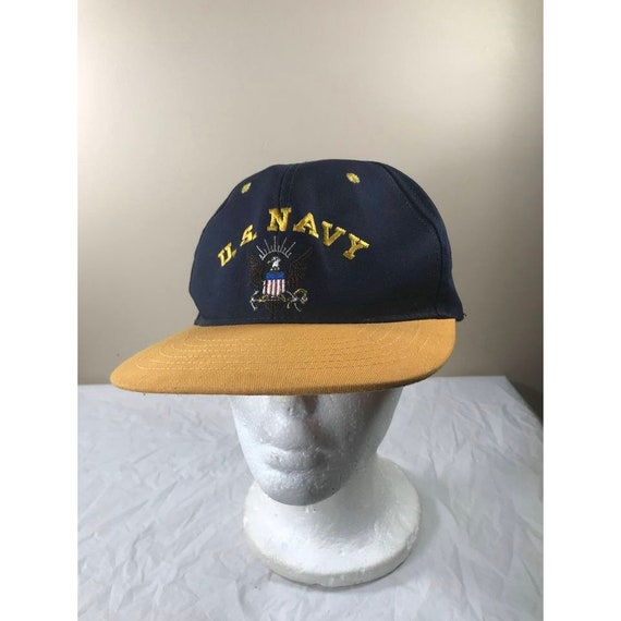 Vintage US navy back spellout snapback hat cap MA… - image 1