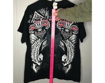 Y2K Skull Goth Wings Cross Affliction Style Big Print Shirt