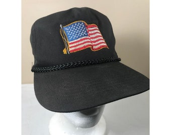 vintage drapeau américain bar corde camionneur zip retour snapback chapeau casquette