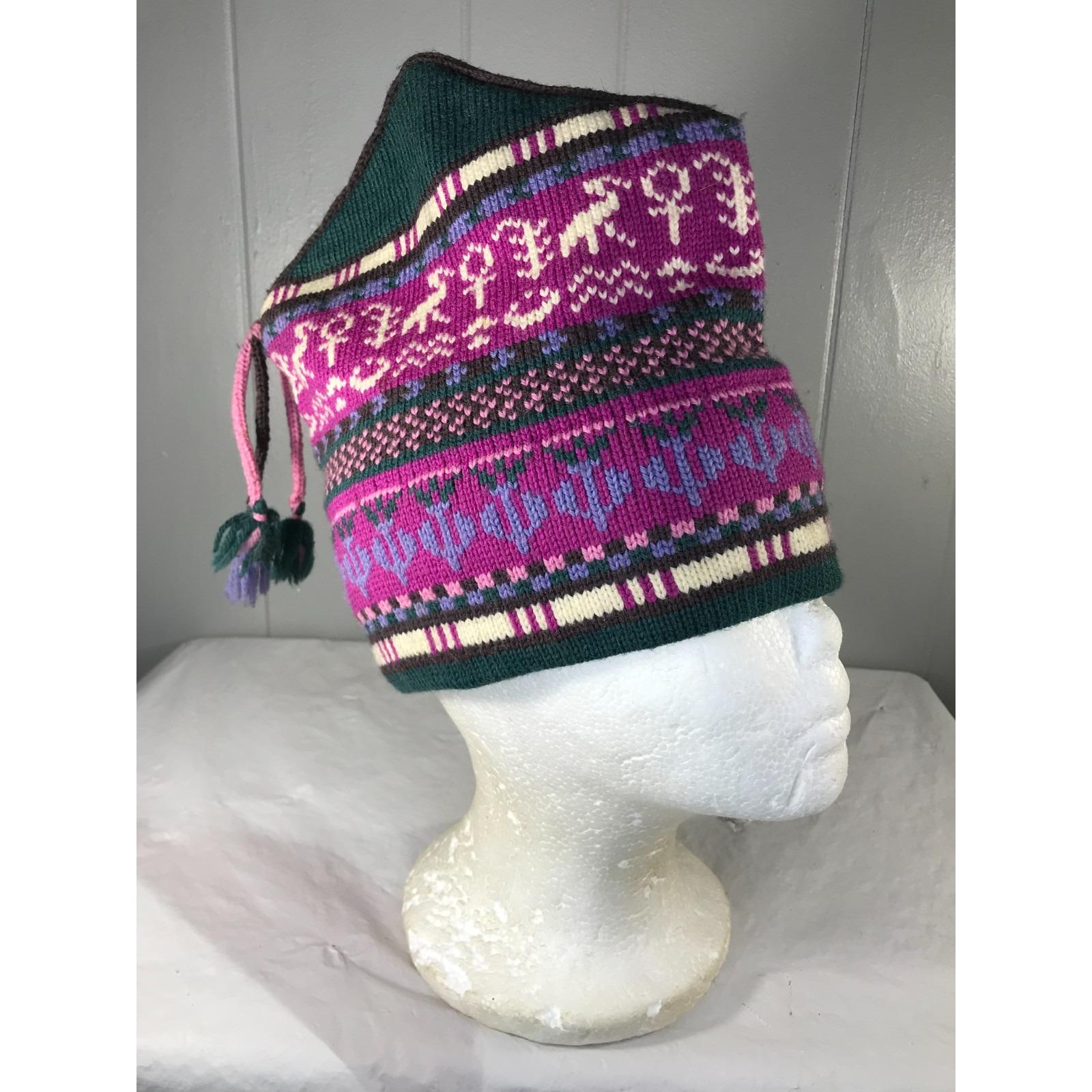 Vtg 90s Mountain Ladies & Ewe Poppy Gall Wool Purple Winter Ski Hat with Tassel Minnesota Vikings  main image 4