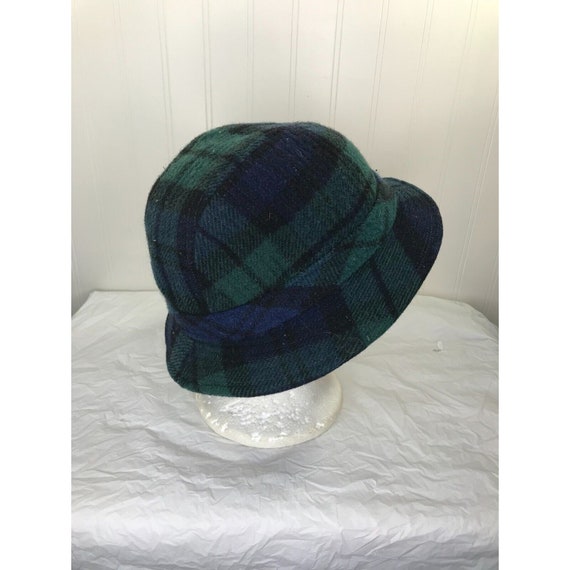 VTG Pendleton Wool Hat Mens Sz M Green Blue Bucke… - image 2