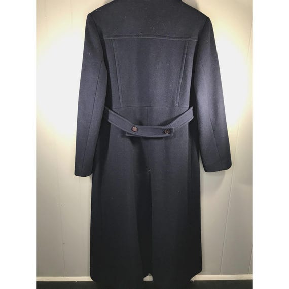 JG Hook Vintage 100% Wool Navy Blue Collared Trench Coat Womens