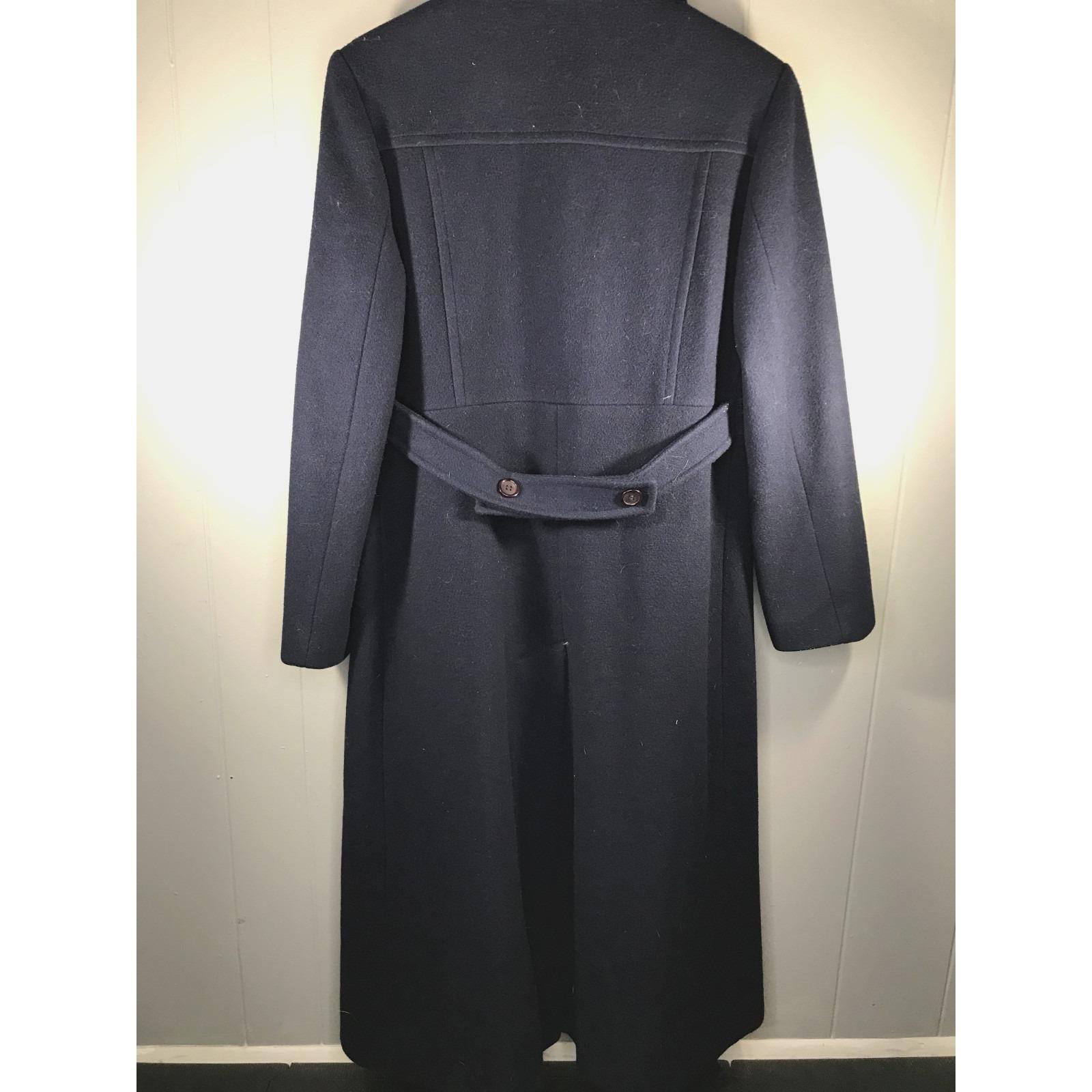 JG Hook Vintage 100% Wool Navy Blue Collared Trench Coat Womens