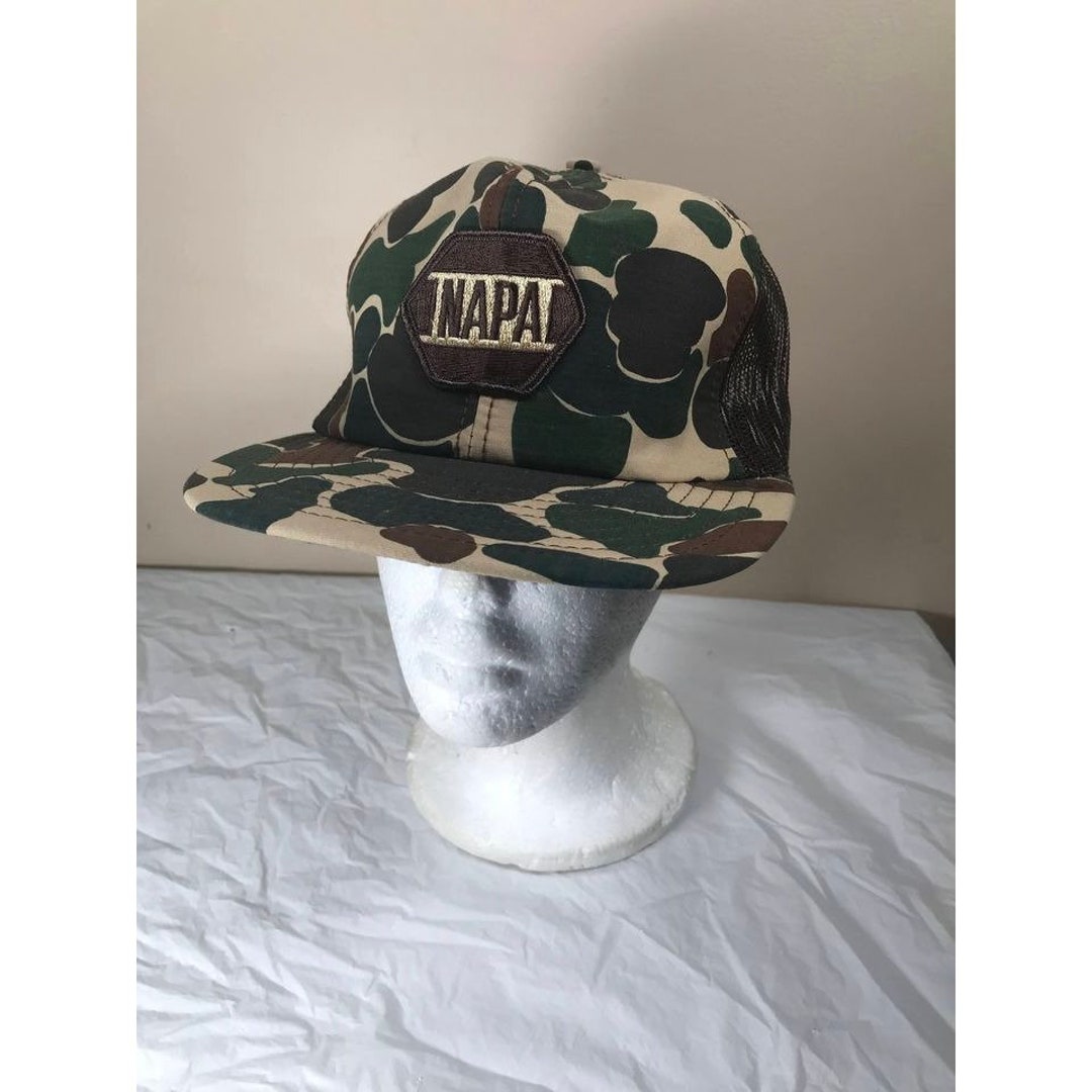 Vintage Napa Auto Parts Camo Trucker Mesh Snapback Hat Cap