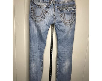 Vintage True Religion Geno Flap Thrashed Regular Straight Jeans Men's Size 30x32