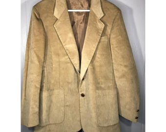 Vintage 80s Levis Western Wear Mens corduroy blazer suede Beige USA 42R