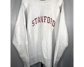 Vintage 90s Stanford University MV Pro Weave Preppy Crewneck Mens LG Grunge