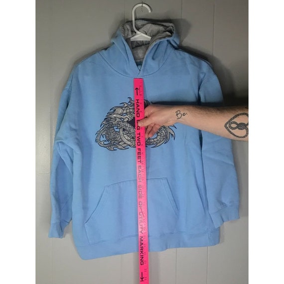 Vintage Y2k Womens Small Blue Dragon Chinese Hood… - image 3
