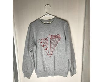 Maglione vintage Enjoy Coca Cola Logo Coke, pesante, grigio, taglia S da uomo