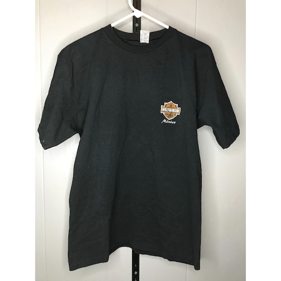 Harley-Davidson T-shirt XL メキシコ製 フェード 黒 Vintage Harley Davidson Motorcycle Mexico Embroidered T Shirt Size