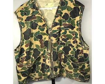 Vintage American Field Camouflage Vest Duck Back Made In USA Mens Sz XL Hunting