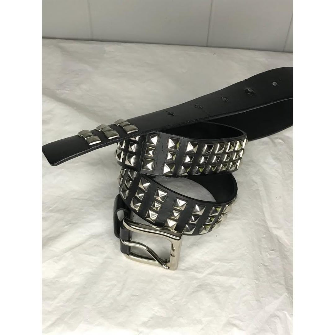 Y2K Genuine Leather Emo Goth Punk Silver Studded Mall Belt  display picture 1