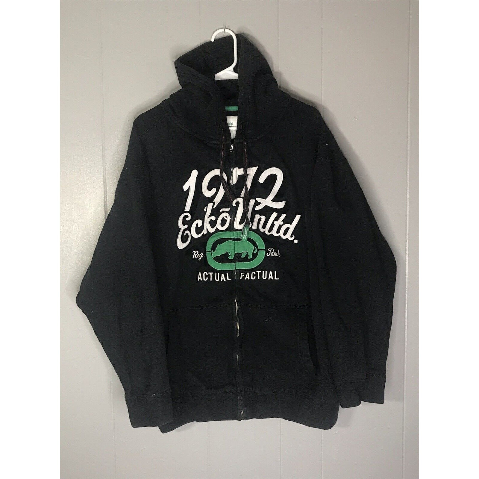 Vintage Ecko Unltd Hoodie Mens Size Xlarge Zip up Black Y2K Logo