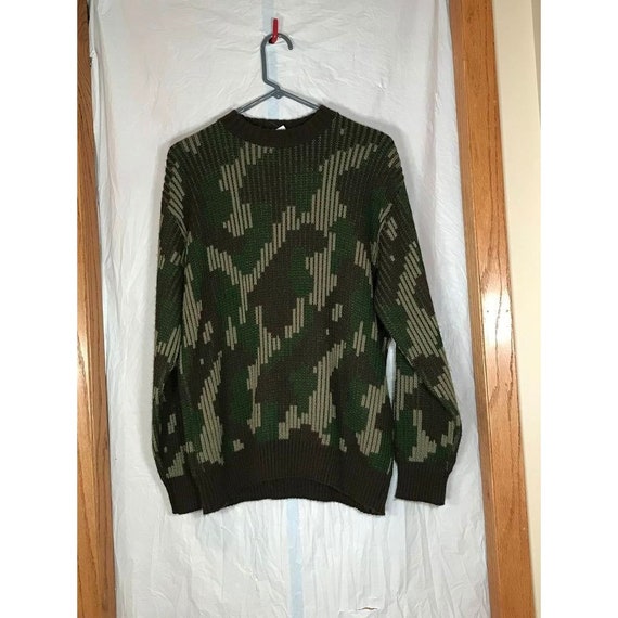 Vintage acrylic wool fiber sweater camo sz mens LG