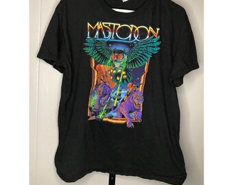 Mastodon Band Shirt Mens Size XL Black Space Owl Heavy Sludge Stoner Metal Y2K