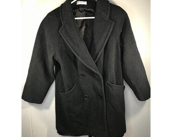 Vintage Classic Forecaster Boston Wool Black Trench Peacoat Coat Women Sz 9/10