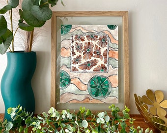 Groovy Flower Stamp | Art Print | 8x10