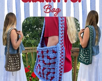Crochet Jumbo Granny Pop Bag | Beginner Friendly Crochet Pattern | Crochet Granny Square Bag Pattern