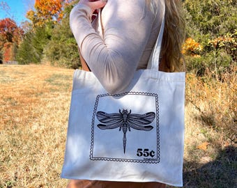 Dragonfly Stamp Tote Bag