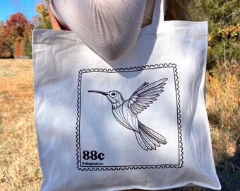 Hummingbird Stamp Tote Bag