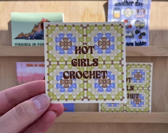Hot Girls Crochet Sticker | Crochet Sticker | Gifts for Crocheters
