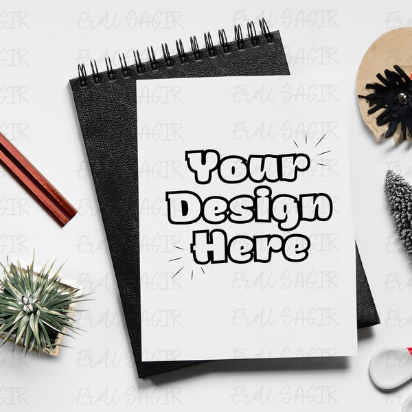 Sketchbook Mockup for Artists & Designers, Artistic Desk Setting with Creative Tools, High-Quality Image for Presenting Sketches
