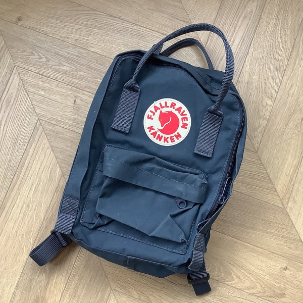 Vintage Fjallraven Kanken Mini, Dark Blue Backpack for Kids