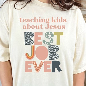 Teaching Kids About Jesus is the Best Job Ever PNG Children's Ministry Shirt Kids Ministry SVG Children's Pastor Shirt Training Kids image 1
