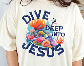Duik diep in Jezus PNG - vakantiebijbelschoolshirt - Scuba-uitrusting - kinderbediening - VBS-bemanningsshirts - onderwaterthema - VBS-shirt -