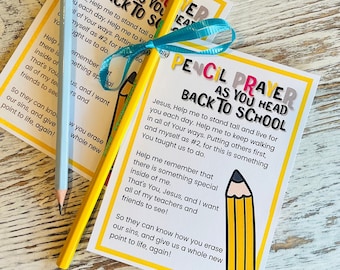 Pencil Prayer Printable PDF - Back To School Tags - Engraved Pencils - Back To School Gifts - Children&#39;s Ministry Gifts - School Tags -