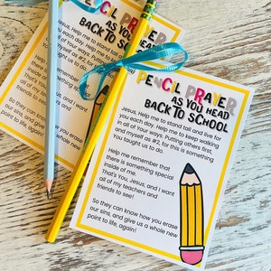 PDF imprimable prière au crayon - étiquettes de rentrée scolaire - crayons gravés - cadeaux de rentrée scolaire - cadeaux du ministère des enfants - étiquettes d'école -