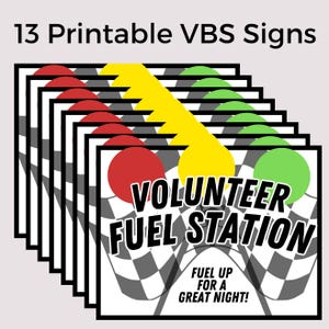 Racing VBS druckbare Schilder und Dankeskarten-Paket - 24 Seiten - VBS 2025 - Racing Printables - Kinderarbeit - VBS-Modus