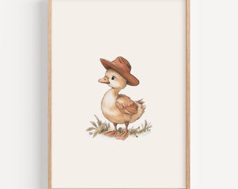 Silly Goose Nursery Print, Duck Print, Baby Boy Wall Art, Nursery Wall Art, Woodland Prints, Cottage core Decor, Farm Nursery Decor