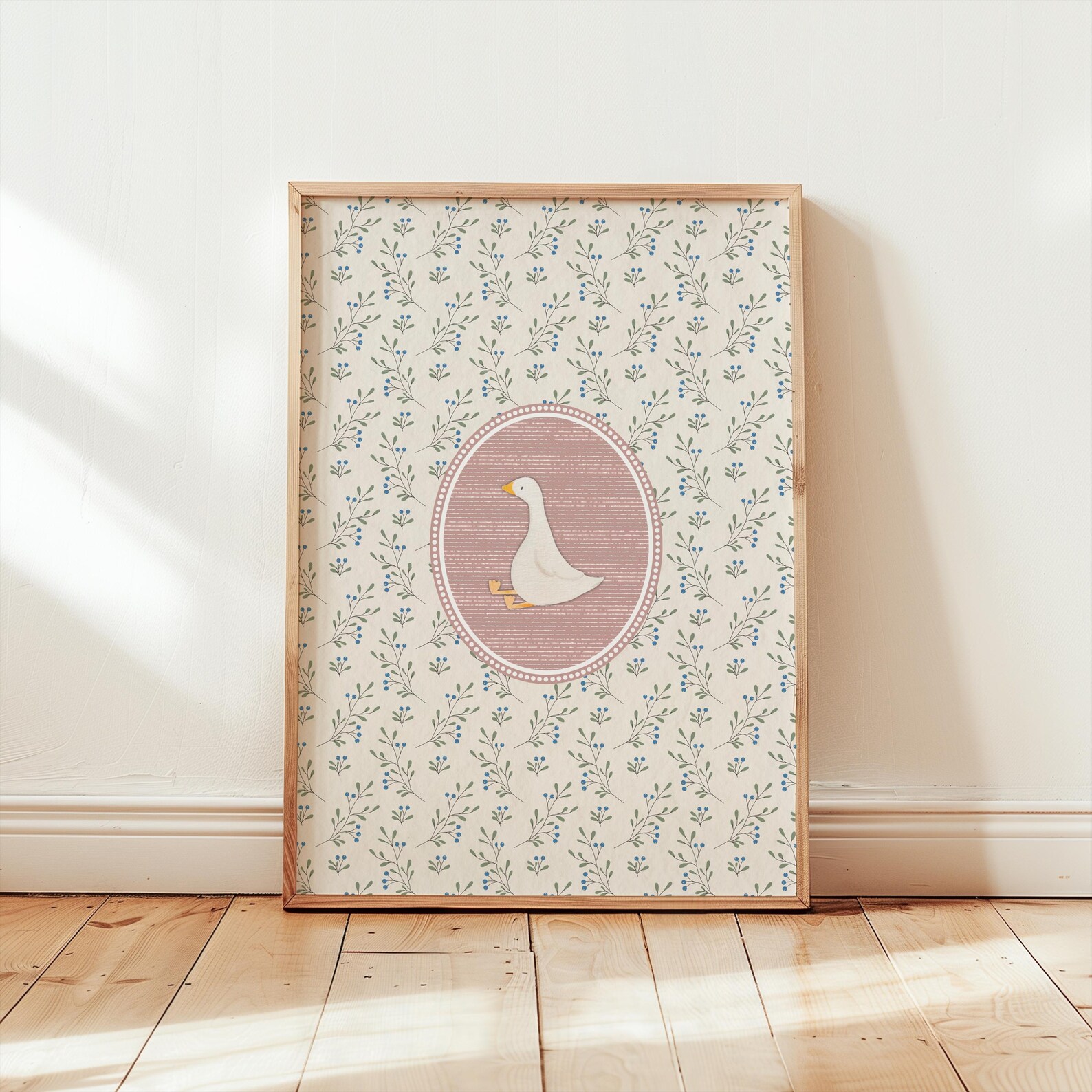 Pink Vintage Silly Goose Nursery Print, Sweet Floral Nursery Decor ...