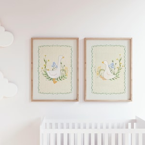 Vintage Wall Gallery Silly Goose Nursery Print, Sweet Floral Nursery ...