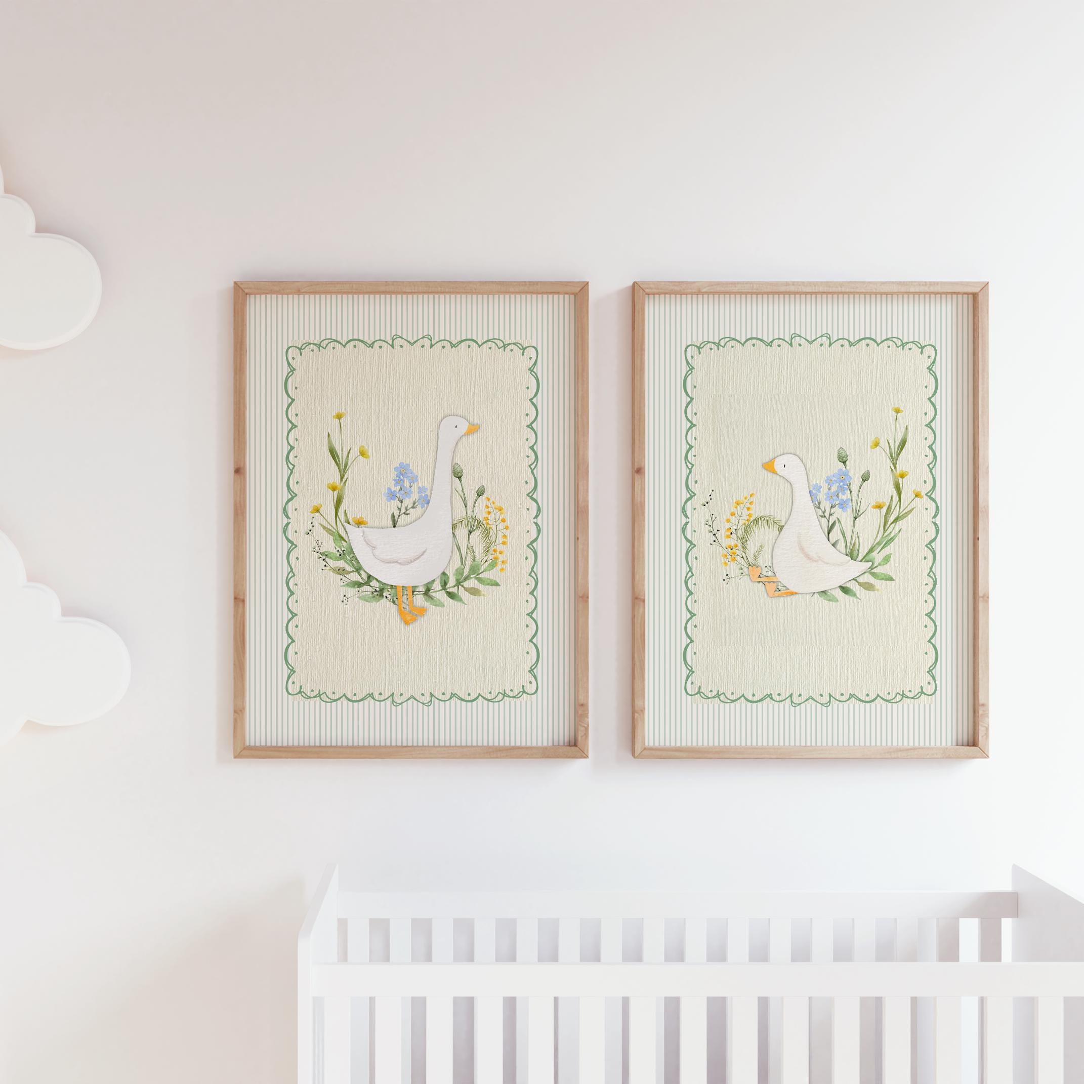 Vintage Wall Gallery Silly Goose Nursery Print, Sweet Floral Nursery ...
