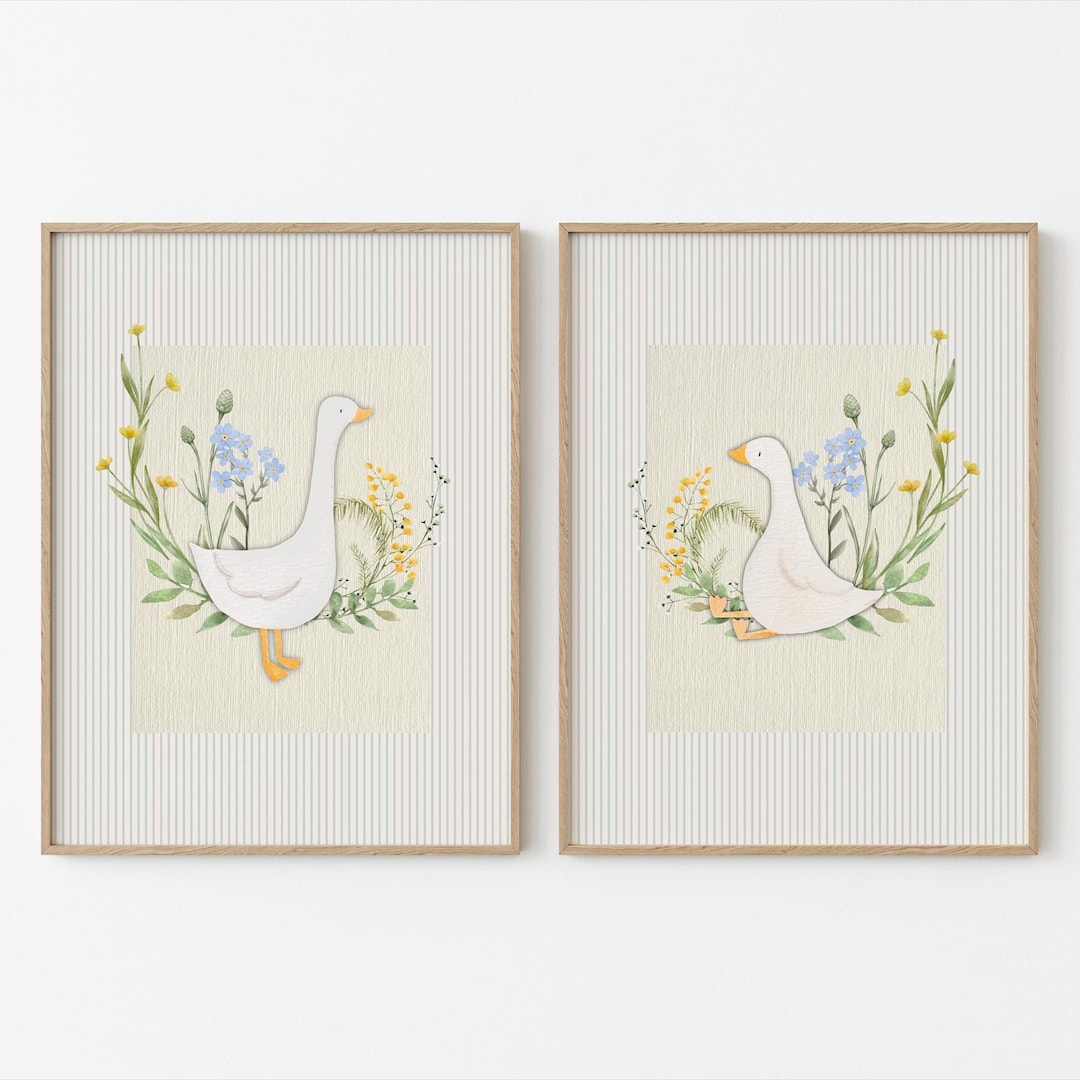 Vintage Wall Gallery Silly Goose Nursery Print, Sage Green Art, Boys ...