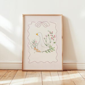 Vintage Silly Goose Nursery Print, Sweet Floral Nursery Decor, Girls ...