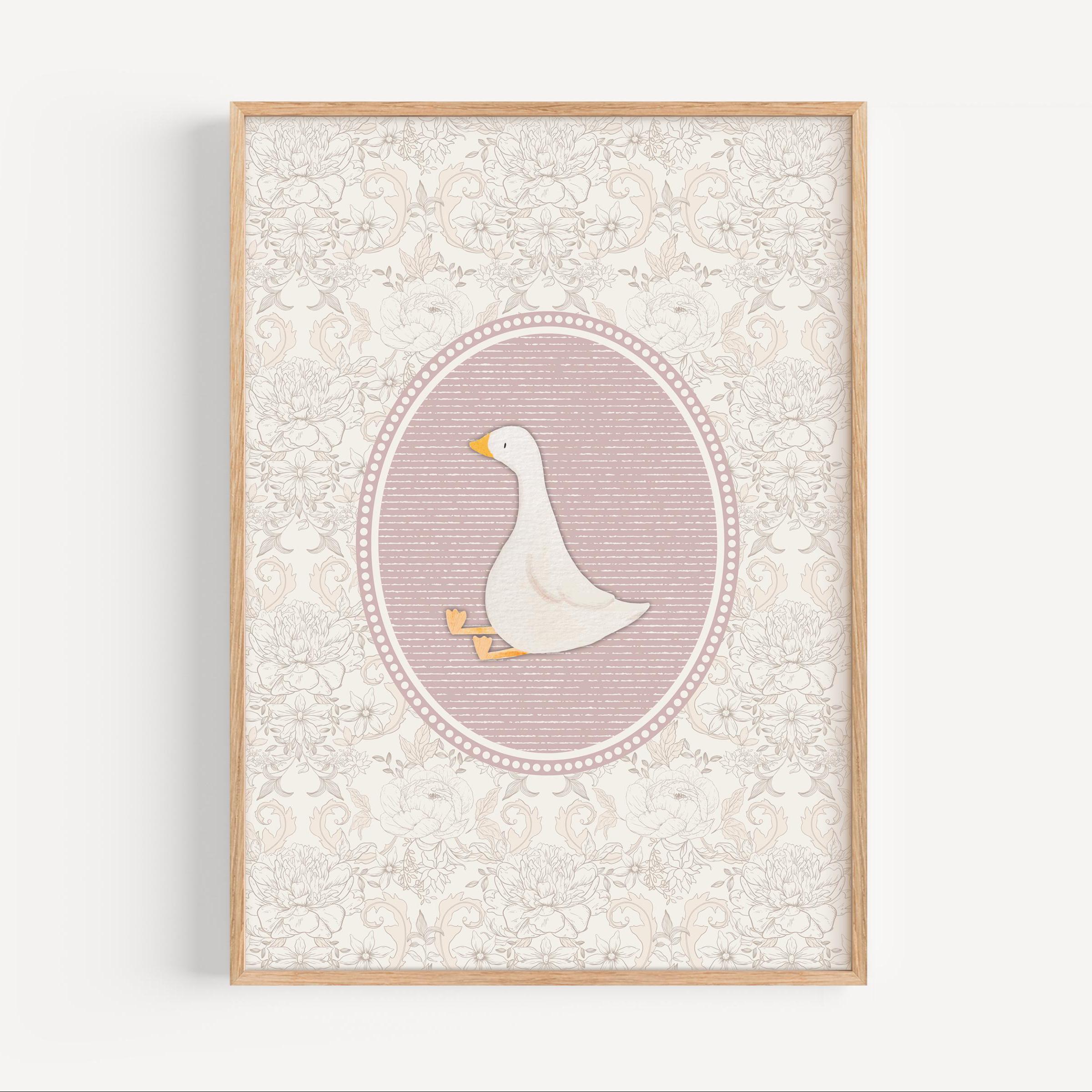 Silly Goose Nursery Prints, Chinoiserie Pink Wall Gallery, Sweet Floral ...
