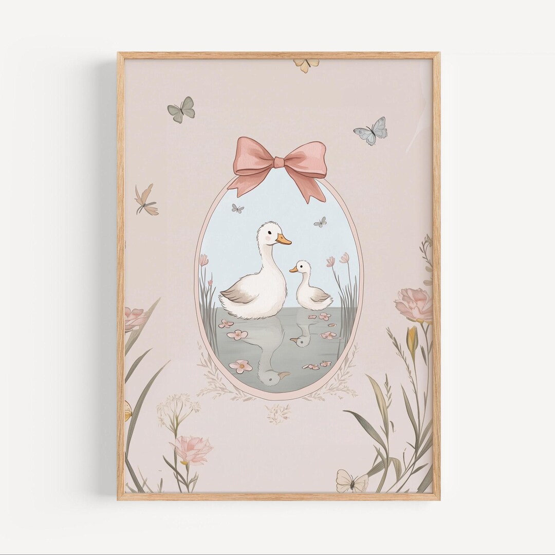 Silly Goose Nursery Print, Vintage Pink Nursery, Coquette Room Decor ...