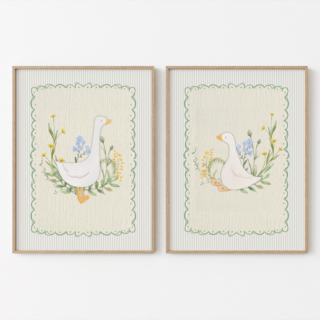 Vintage Wall Gallery Silly Goose Nursery Print, Sweet Floral Nursery ...