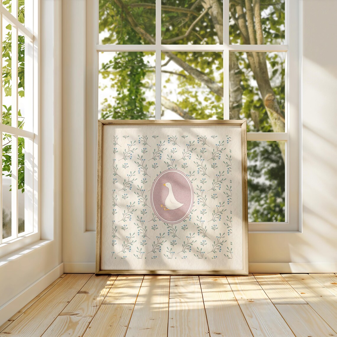 Pink Vintage Silly Goose Nursery Print, Sweet Floral Nursery Decor ...