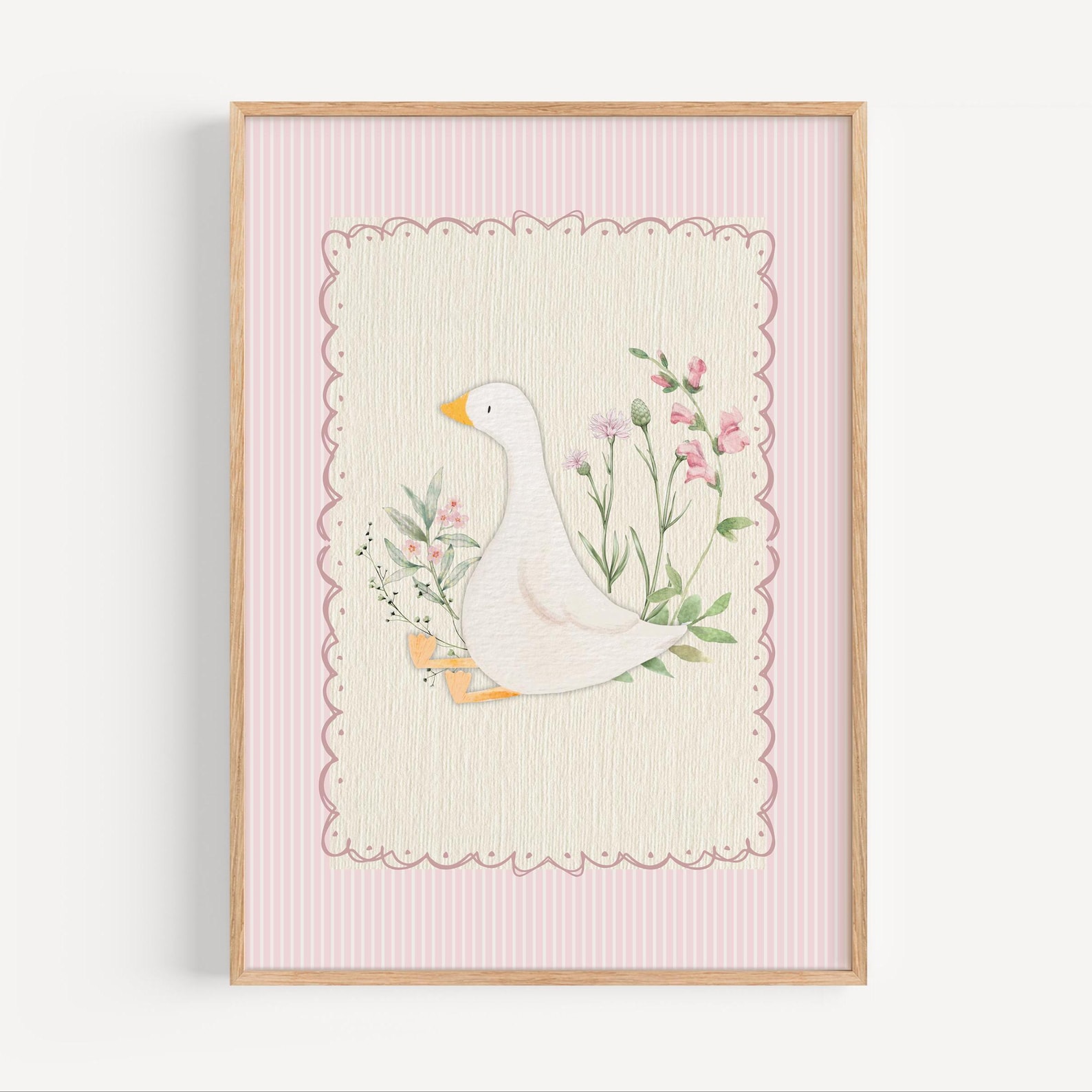 Vintage Pink Silly Goose Nursery Prints for Girl Room, Set of 2 ...