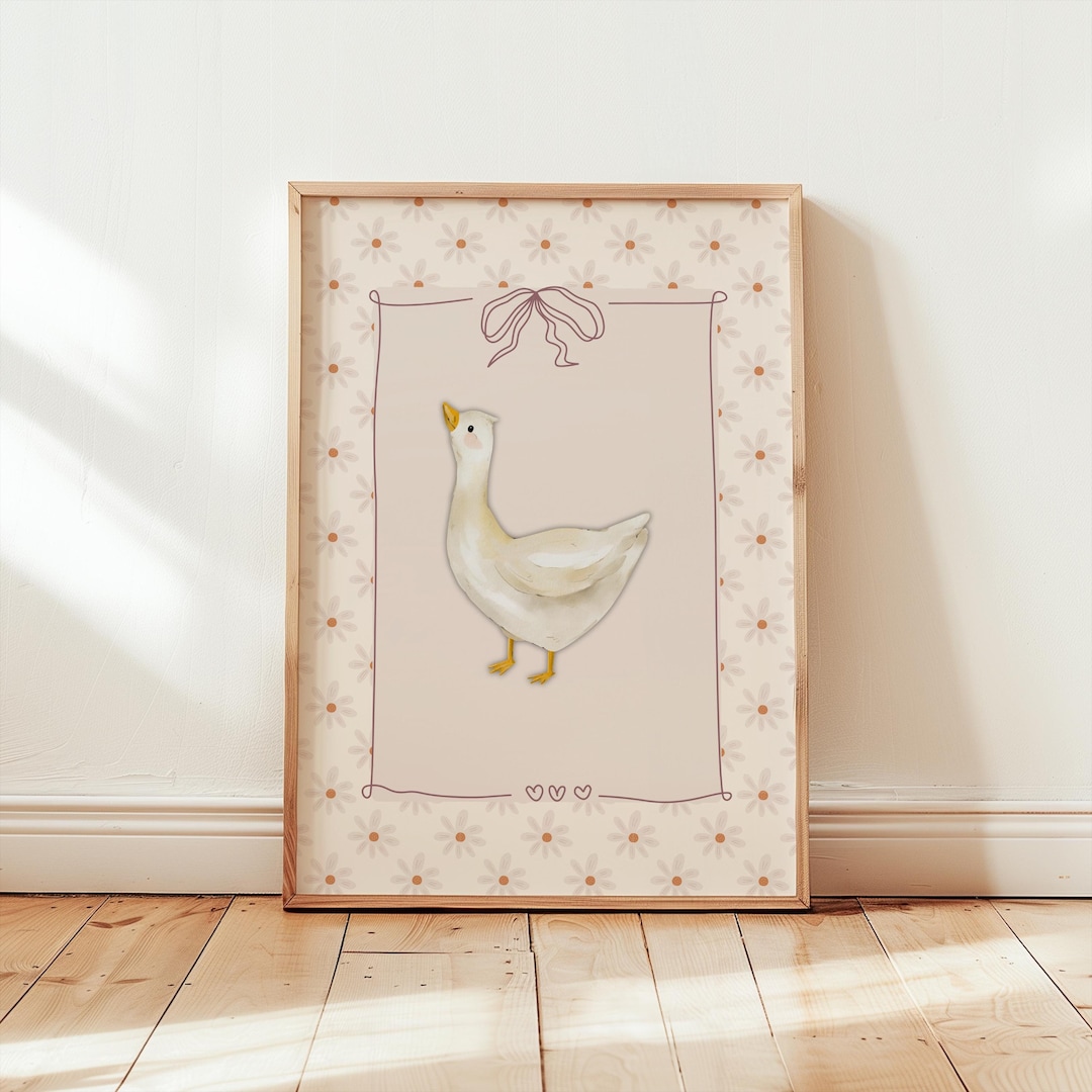 Vintage Silly Goose Nursery Print, Sweet Floral Nursery Decor, Daisy ...